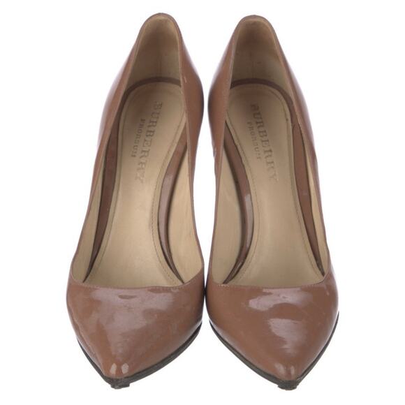 Burberry Prorsum Patent Leather Wedge Heel Pump Taupe Tan EU 38 US 8 EUC - Picture 2 of 4